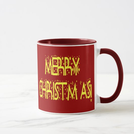 Frohe Weihnachts-Sterne-Nacht-Schriftart Tasse (Rechts)