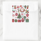 Frohe Weihnachts-Sticker-Pack für Geschenke, & Kar Quadratischer Aufkleber (Tasche)