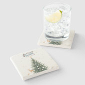 Frohe Weihnachts-Stone-Untersetzer mit Weihnachtsb Steinuntersetzer (Seitenansicht)