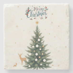 Frohe Weihnachts-Stone-Untersetzer mit Weihnachtsb Steinuntersetzer