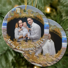 Frohe Weihnachts-Strandfamilie 786 Keramik Ornament