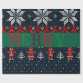 Frohe Weihnachts-Strick Geschenkpapier (Flach)