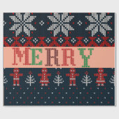 Frohe Weihnachts-Strick Geschenkpapier (Flach)