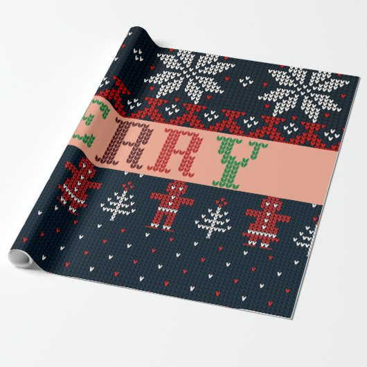 Frohe Weihnachts-Strick Geschenkpapier (Ungerollt)