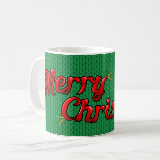 Frohe Weihnachts-Strick Kaffee-Tasse Kaffeetasse (Vorderseite Links)