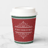 Frohe Weihnachts-Strick Muster Papier Cup Pappbecher (Vorderseite)