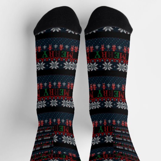 Frohe Weihnachts-Strick Socken (Oben)