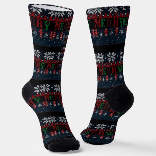 Frohe Weihnachts-Strick Socken (Gewinkelt)