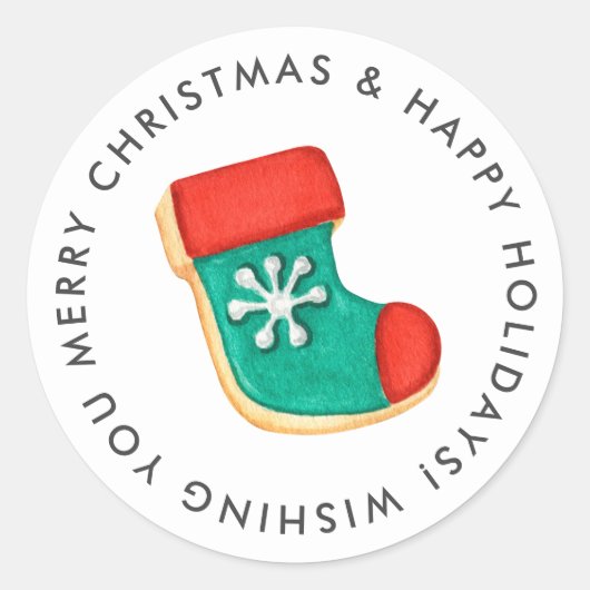 Frohe Weihnachts-Strumpf Cookie Custom Runder Aufkleber (Vorderseite)