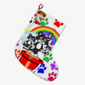 Frohe Weihnachts-Strumpf, Elf Cat Paws Rainbow Großer Weihnachtsstrumpf (Vorderansicht (hängend))