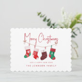 Frohe Weihnachts-Strumpf Feiertagskarte (Stehend Vorderseite)