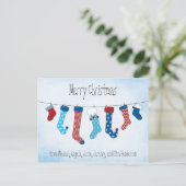 Frohe Weihnachts-Strumpf Feiertagspostkarte (Stehend Vorderseite)