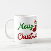 Frohe Weihnachts-Strumpf Rot-Grün-Foto-Skript Kaffeetasse (Links)