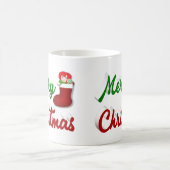 Frohe Weihnachts-Strumpf rot grün Halbschrift Kaffeetasse (Mittel)