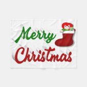 Frohe Weihnachts-Strumpf Rot-Grün-Skript Fleecedecke (Vorderseite (Horizontal))
