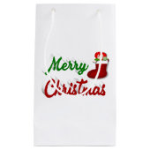 Frohe Weihnachts-Strumpf Rot-Grün-Skript Kleine Geschenktüte (Vorderseite)