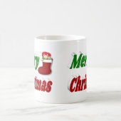 Frohe Weihnachts-Strumpf rot-grüne Halbtypografie Kaffeetasse (Mittel)