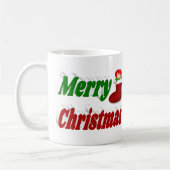 Frohe Weihnachts-Strumpf rot-grüne Halbtypografie Kaffeetasse (Links)