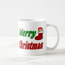 Frohe Weihnachts-Strumpf rot-grüne Halbtypografie Kaffeetasse