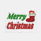 Frohe Weihnachts-Strumpf rot-grüne Typografie Fleecedecke (Vorderseite (Horizontal))