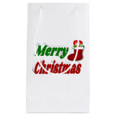 Frohe Weihnachts-Strumpf rot-grüne Typografie Kleine Geschenktüte (Vorderseite)