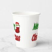 Frohe Weihnachts-Strumpf rot-grüne Typografie Pappbecher (Rechts)