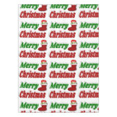 Frohe Weihnachts-Strumpf rot-grüne Typografie Tischdecke (Vorderseite)