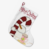 Frohe Weihnachts-Strumpf, Snowman-Kaffee Großer Weihnachtsstrumpf (Vorderansicht (hängend))
