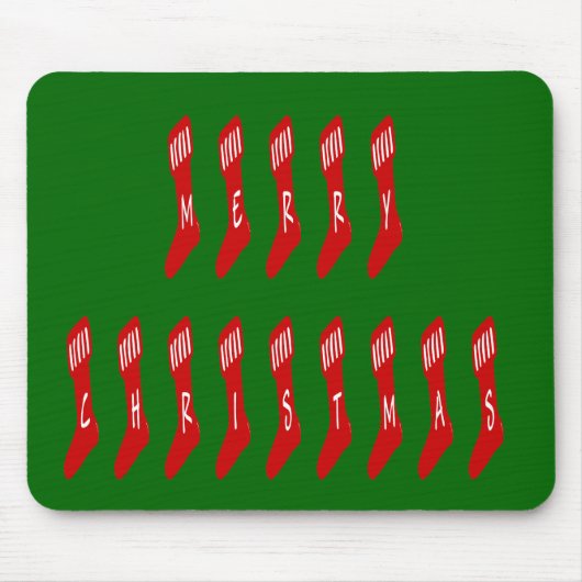 Frohe Weihnachts-Strumpf Typografie Zitat Mousepad (Vorne)
