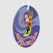 Frohe Weihnachts Surfboarding Santa Ornament (Vorderseite)