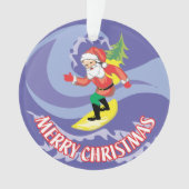 Frohe Weihnachts Surfboarding Santa Ornament (Vorderseite)