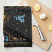 Frohe Weihnachts Sweater Krippe Christlich Geschirrtuch (Viertel Falte)