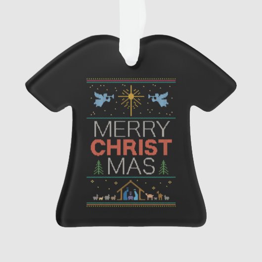 Frohe Weihnachts-Sweater Religious farbenfroh Ornament (Vorderseite)