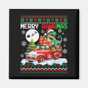 Frohe Weihnachts-Sweater Santa T-rex auf Ckup LKW Magnet