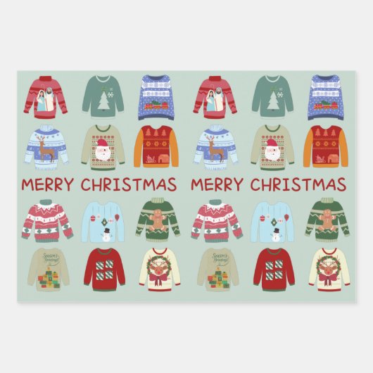 Frohe Weihnachts-Sweaters Geschenkpapier Set (Vorderseite 2)