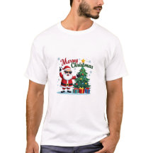 Frohe Weihnachts-T - Shirt | Santa & Tree Design