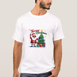 Frohe Weihnachts-T - Shirt | Santa & Tree Design