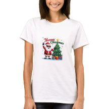 Frohe Weihnachts-T - Shirt | Santa & Tree Design