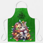 Frohe Weihnachts Tabby Kitten in getrübten Lichter Schürze (Vorderseite)