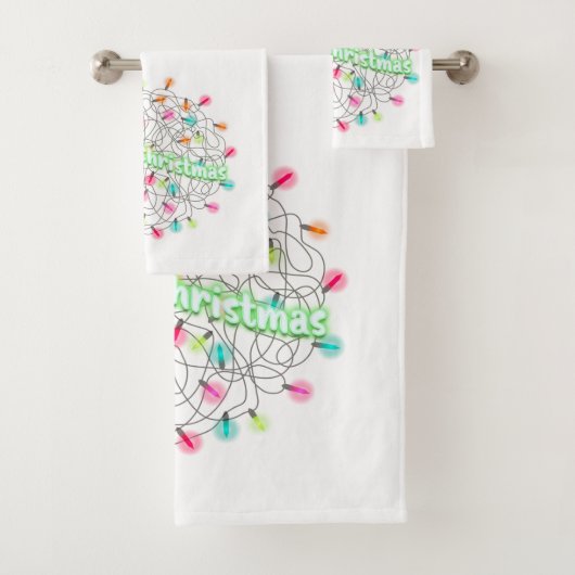 Frohe Weihnachts-Tangled Holiday Lights Badhandtuch Set (Insitu)