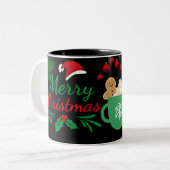 Frohe Weihnachts-Tasse mit Lebkuchen, heißer Kakao Zweifarbige Tasse (Vorderseite Links)
