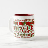 Frohe Weihnachts-Tasse - Rotes Haus Zweifarbige Tasse (Vorderseite Links)