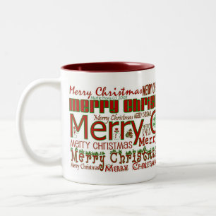 Frohe Weihnachts-Tasse - Rotes Haus Zweifarbige Tasse