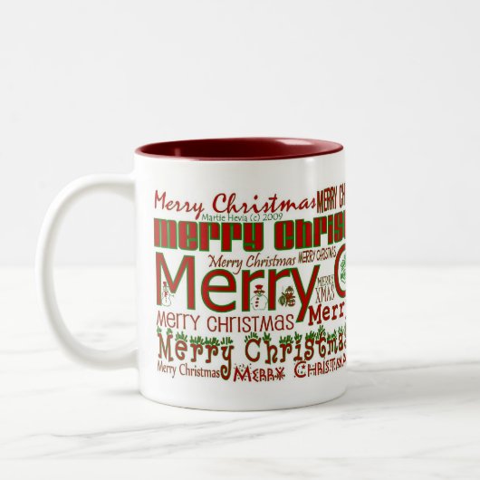 Frohe Weihnachts-Tasse - Rotes Haus Zweifarbige Tasse (Links)