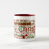 Frohe Weihnachts-Tasse - Rotes Haus Zweifarbige Tasse (Mittel)