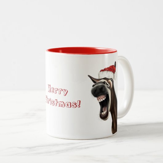 Frohe Weihnachts-Tasse - Singing Donkey Zweifarbige Tasse (VorderseiteRechts)