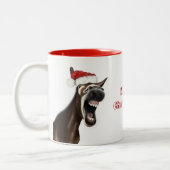 Frohe Weihnachts-Tasse - Singing Donkey Zweifarbige Tasse (Links)
