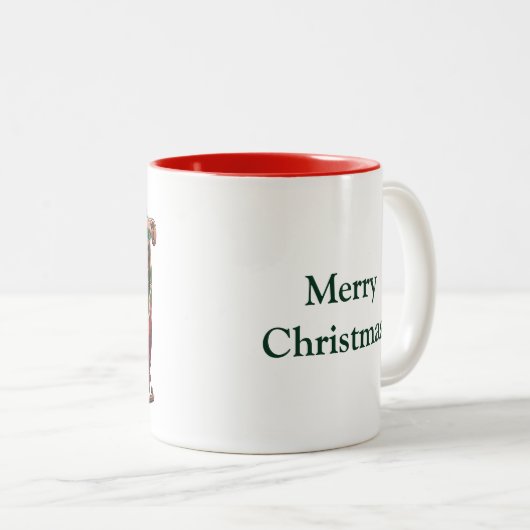 Frohe Weihnachts-Tasse Zweifarbige Tasse (VorderseiteRechts)