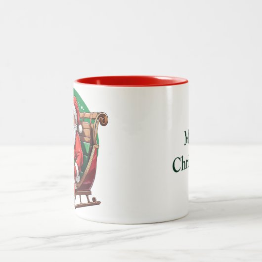 Frohe Weihnachts-Tasse Zweifarbige Tasse (Mittel)