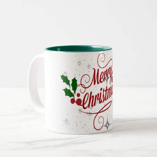 Frohe Weihnachts-Tasse Zweifarbige Tasse (Vorderseite Links)